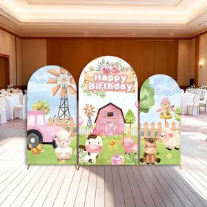 15-day Delivery Farm Barn Animals Arch Backdrop Covers Stand Pink Baby Girl Boy Birthday Party