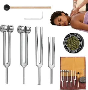 Aluminum Alloy Tuning Fork Set with 4 Precise Calibrated Frequencies (136.1Hz), Weighted & Unweighted Forks for Meditation, Sound Healing & Chakra Therapy for Adults