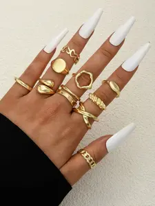 Women's Vintage Fashion Heart-Shaped Dainty Stacking Rings Set, Casual Geometric Jewelry for Daily Wear, Party Accessories Gift, Fashion Stackable Rings