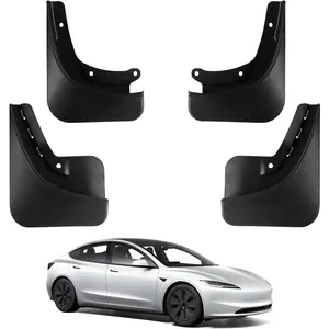 BASENOR 2024 2025 2026 Tesla Model 3 Highland Mud Flaps Splash Guards Fenders (Set of 4), No Drilling No Tape Mudflaps (Proprietary Design) All Weather Protector Mudguards for Model 3