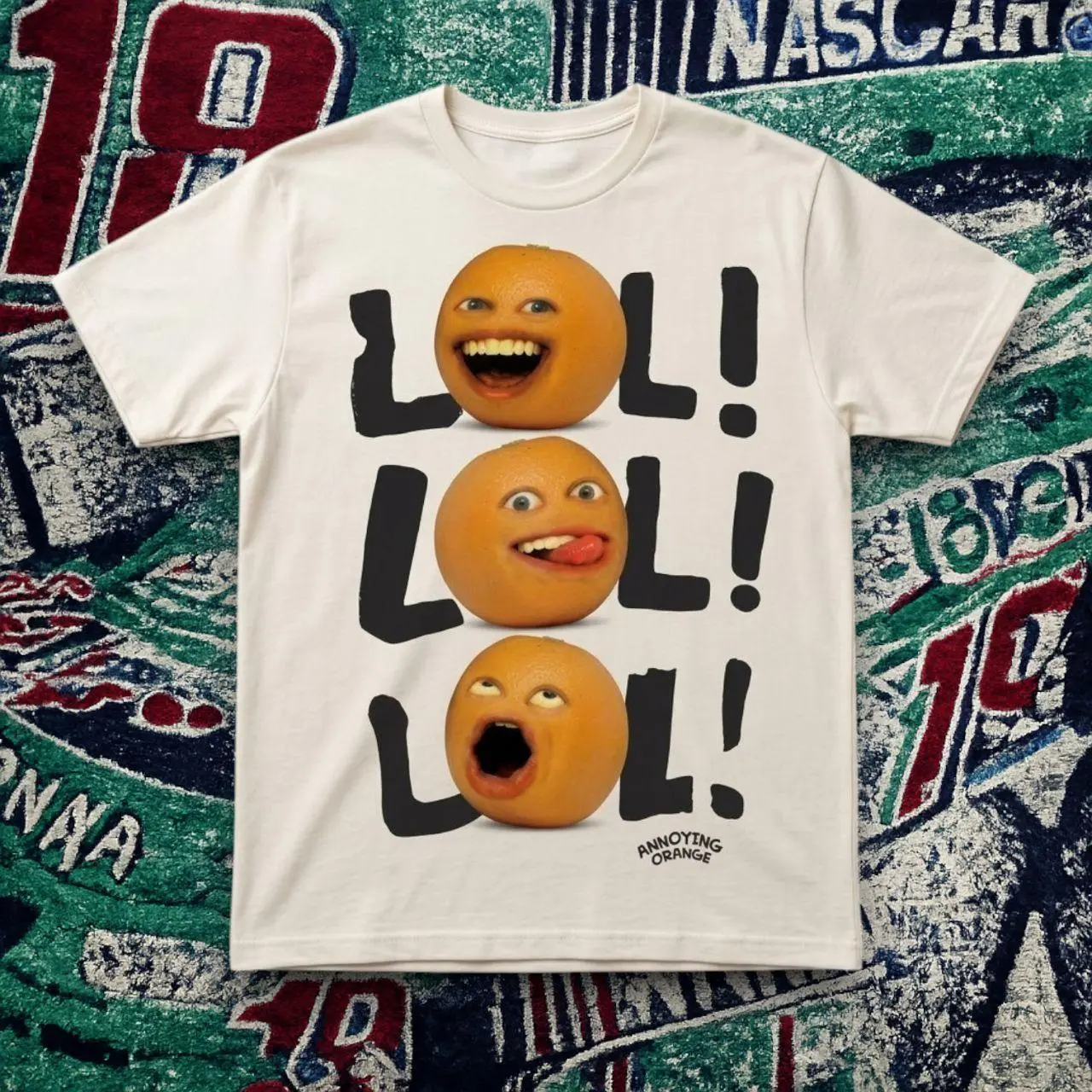 Funny Orange LOL Graphic T-Shirt, Cream Unisex Tee, Retro Cartoon Fruit Shirt