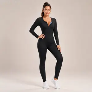 Women's Long-Sleeved Hooded Sauna Bodysuit - Autumn/Winter Warm Shapewear with Zipper, Ideal for Yoga, Running,summerwins