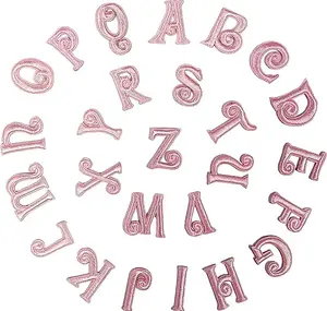 26 Pieces Small Pink Letter Iron on Letter Patches, A-Z Letter Patches Alphabet Patches Adhesive Decorative Repair Embroidered Cute Patches Applique for Clothes, Dress, Hats, Jeans, Bag, Backpack