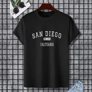 San Diego California CA Vintage T-Shirt, 100% Cotton, Single Side Printed, Black Short Sleeve T-shirt, Gift for Family Friends, S-XXXL, 1 pc, Fabric Weight 180g