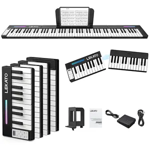LEKATO Portable Piano Keyboard, 4 pcs Magnetic Electric Piano with Up to 88 Keys, 128 Tones, 128 Rhythm, 21 Demo, Split, Layer, Record, Bluetooth USB Midi, Headphone Jack, for Beginners Home Travel