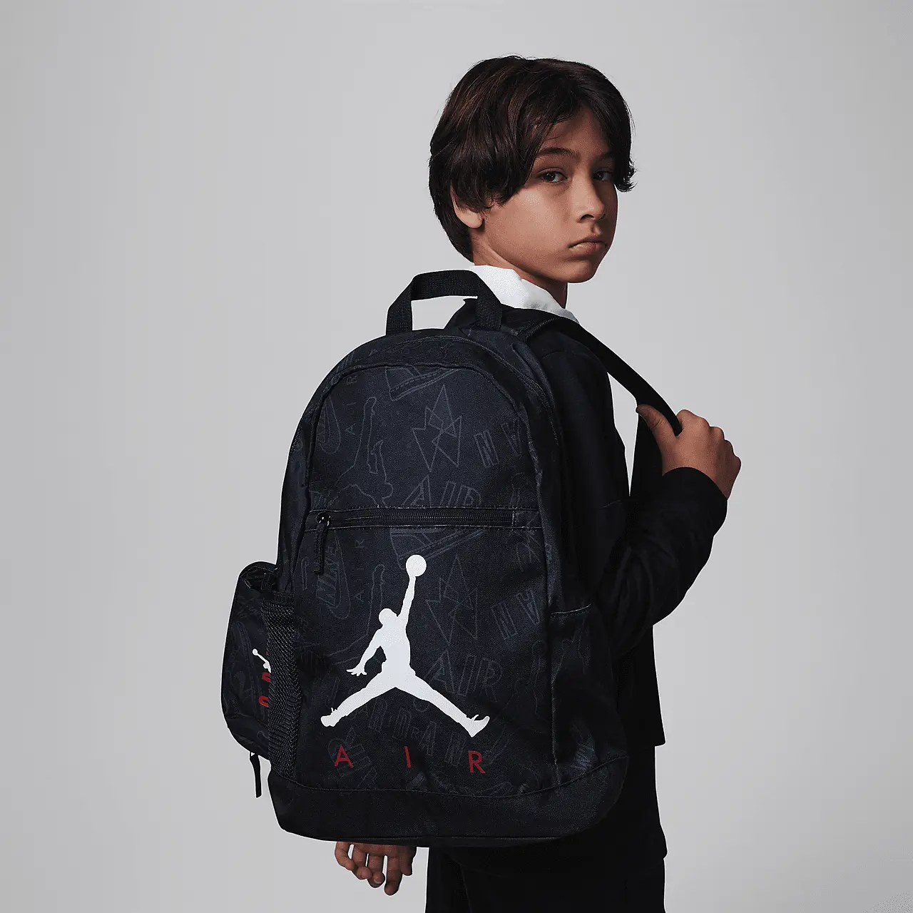 Nike Air School Backpack Black Gym Red 9A0503-KR5, School Backpack, Spacious Main Compartment, Multiple Storage Pockets, Adjustable Shoulder Straps, Durable Everyday Bag, Nike Sportswear Backpack
