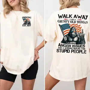 Walk Away Im A Grumpy Old Woman Generation X T-shirt, Gen X FAFOT Shirt - 100% Cotton Top Unisex Comfort Womenswear Menswear, Custom Classic Collar Love