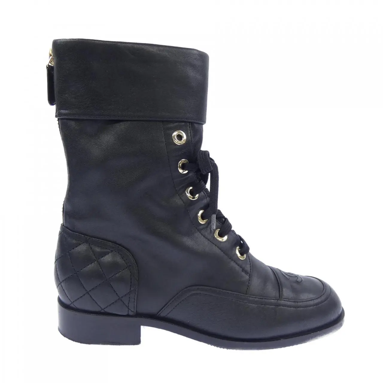 Pre-owned CHANEL Lambskin Small Leather Goods Metalyzed Short Boots