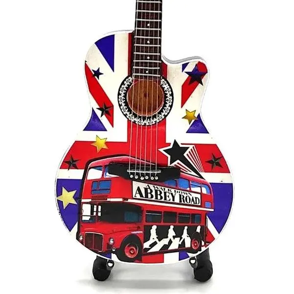 Miniature BEATLES ABBEY ROAD Acoustic Guitar with Free Display Stand Collectible GIFT