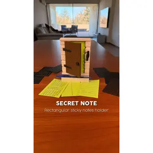 Door-Shape Multifunctional Stationery Storage Organizer - Sticky Notes Holder with Interchangeable Stencils, Pen Holder, Office Desk Accessory for Office Supplies