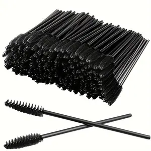 100Pieces/pack Eyelash Brushes, Adjustable Mascara Wands Makeup Applicator Kits, Eyelash Spoolies Brushes for Eyelash Extensions and Eyebrows Black Cosmetics