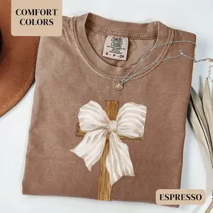 Comfort Colors Christian Easter T-Shirt Coquette Easter He is Risen Shirt Coquette Christian Apparel Jesus Sweater Easter Gift Religious