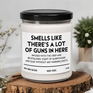 Smells Like There's A Lot Of Guns In Here Candle, Gun Lover Gift, Gun Lover Soy Candle, Gift for Gun Lover, Gift for Husband (OS-AYVBNWZ) Decor Glass