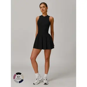 Women's Solid Color Sports Dress with Chest Pad, Breathable Comfortable Zip Up Tennis Dress, Ladies Sportswear for Indoor Outdoor Wear, Tennis Athletic DressRAIMENTRY