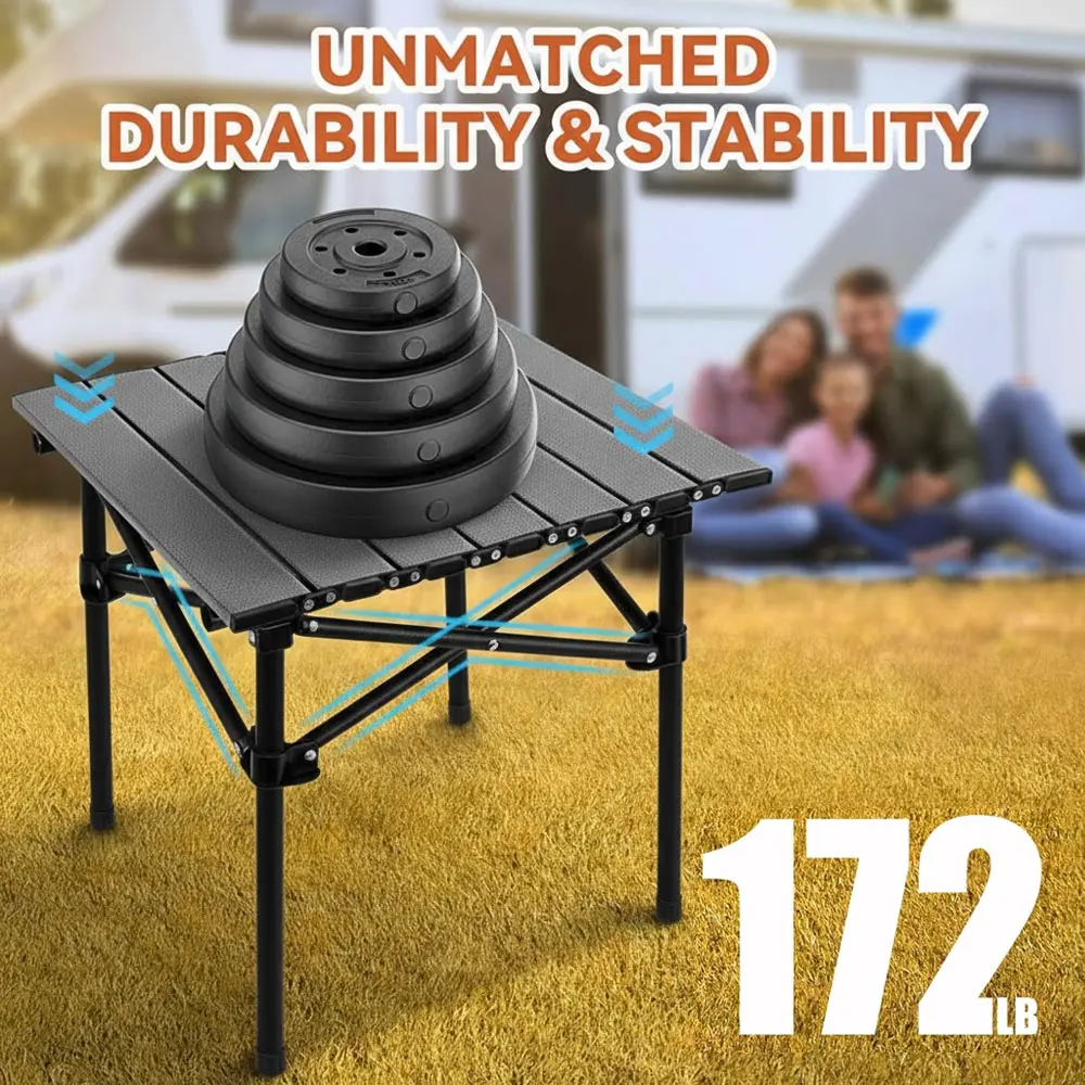 Portable Folding Camping Table, Rollable Outdoor Picnic Table — Lightweight Design with Carry Bag for Travel/Beach/Patio/BBQ/Parties