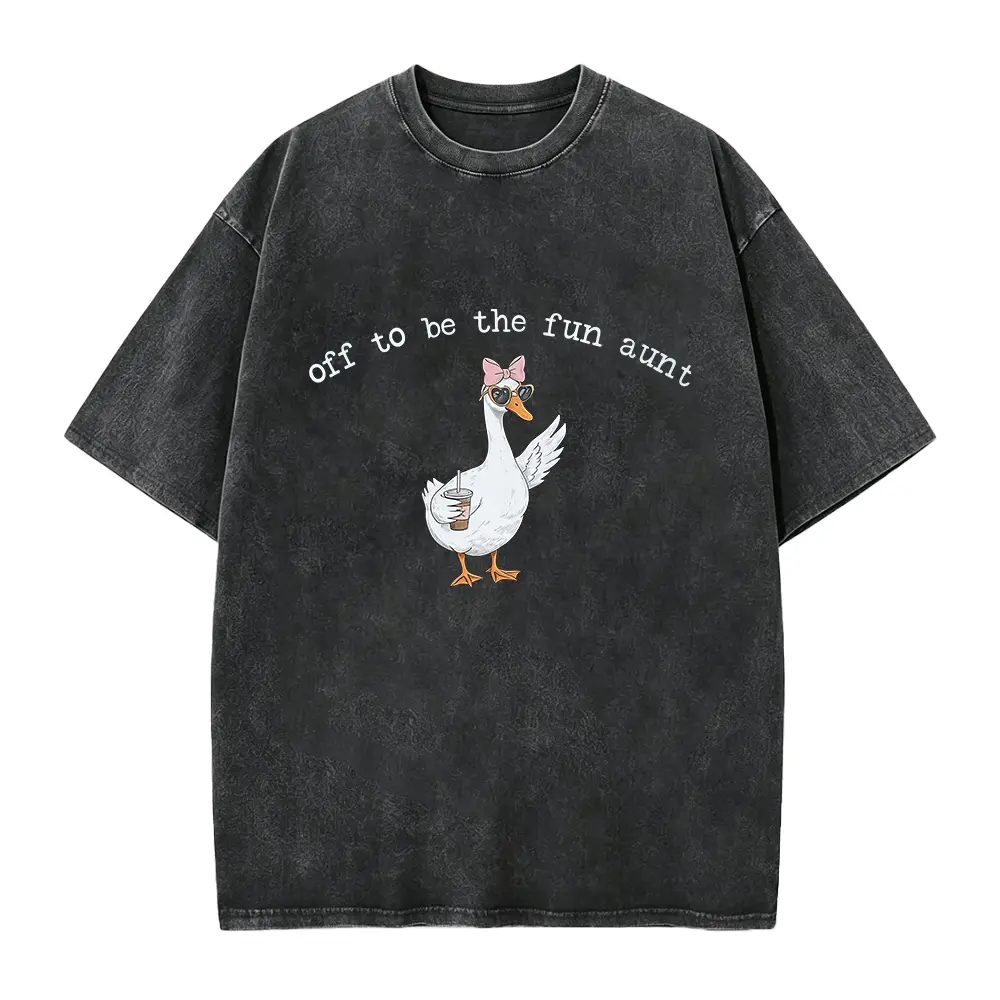 Fun Aunt Shirt Women Funny Graphic Tee Cute Goose Print Oversized Casual T Shirt Family Gift