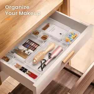 Drawer Organizer,【𝟱𝗦𝗶𝘇𝗲】Makeup Organizer,【Holds 177 Items】Bathroom Organizers and Storage,Organization and Storage,Desk Drawer Organizer for Vanity【Clear】 A-LuGei