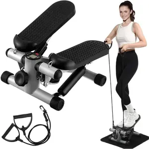 hiii Steppers for Exercise, Space-saving Stair Stepper with Resistance Bands, Mini Stepper for Home And Office Use with 330LBS Loading Capacity, Hydraulic Fitness Stepper with LCD Monitor