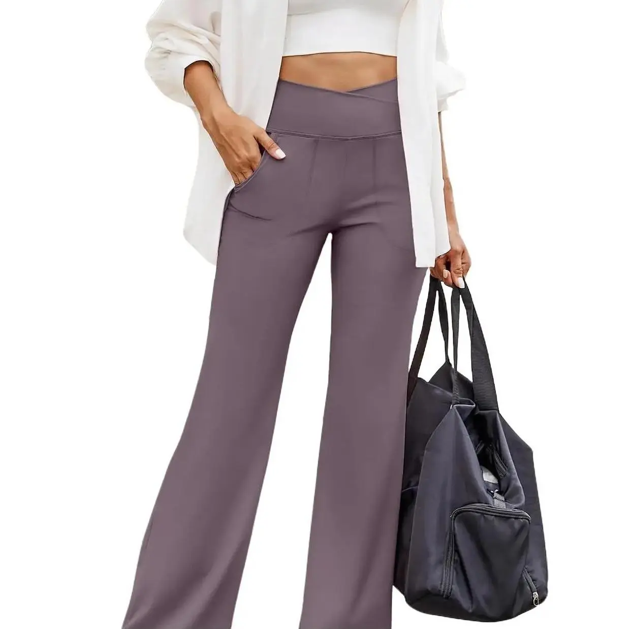 Zeagoo Women's High-Waisted Loose Wide Leg Yoga Sweatpants with Pockets, Stretch Thin Gym Loose Fitting Leggings for Casual Lounge, 2025 New Spring Women's Clothes Sports Bottoms, Sports Jogger Sweatpants, Yoga Outfits, Athleisure Wear, Sporty Chic
