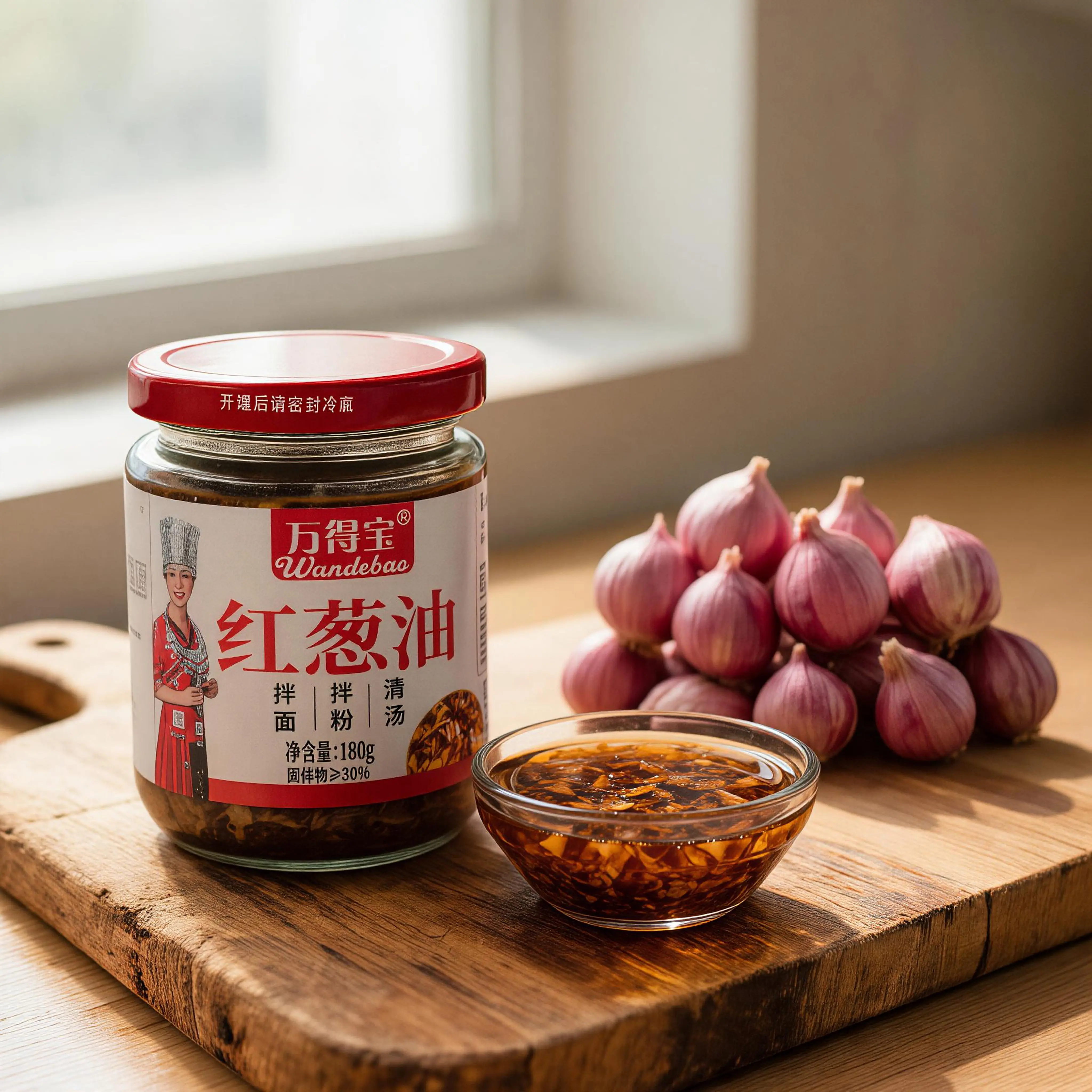 Authentic Taiwanese-Style Scallion Oil 180g Jar - Infused with fragrant shallots in pure vegetable oil, perfect as a tasty flavor booster for porridge and vegetable stir-fries - bringing a rich onion aroma,Classic Chinese Food Toppings