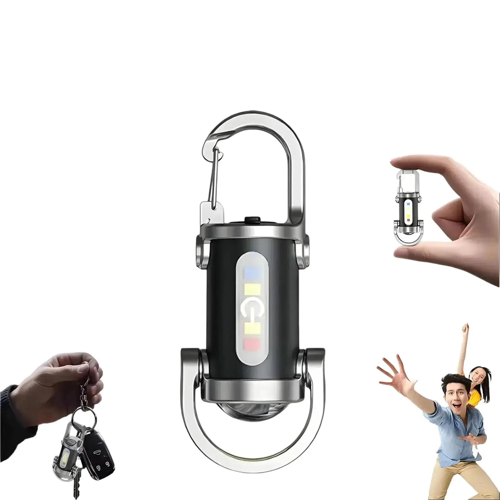 Mini Multifunctional Rechargeable Keychain Flashlight (1 Count) - Portable Waterproof Car Keychain Light with COB Side Light, 6 Lighting Modes, Bracket, Bottle Opener for Camping & Hiking