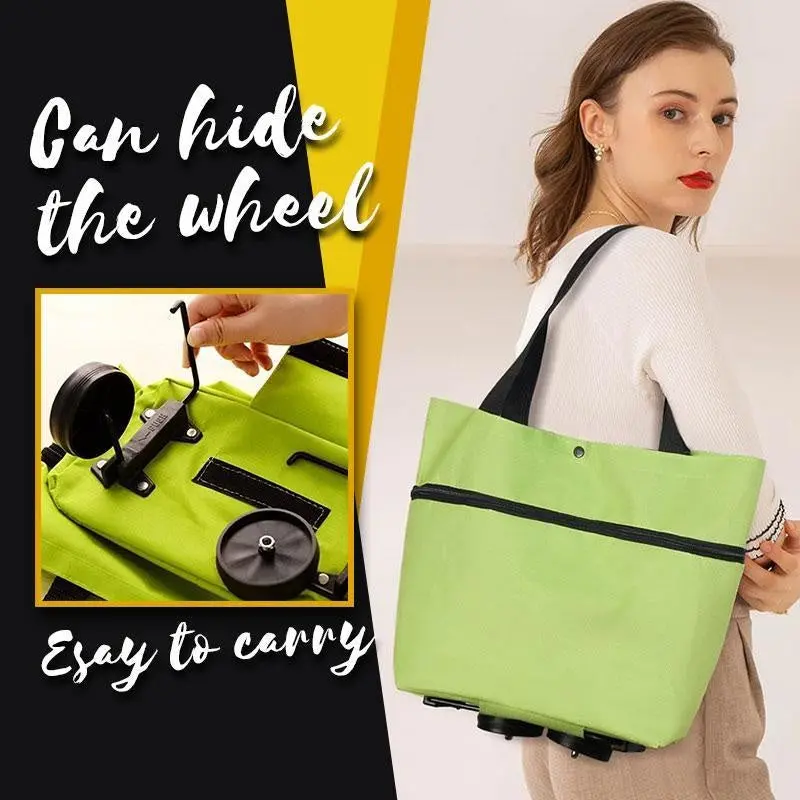 Foldable Oxford Shopping Tote with Wheels lunch tote insulate travel backpack