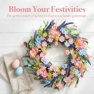 Leesp New Simulated Flower Wreath, Easter Valentine's Day Decoration, Fashionable and Beautiful, Spring Atmosphere Decor, Hotel Restaurant Door Hanging