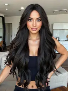 Long Glueless Curly Wig 28 Inches, Women's High Temperature Resistant Hairpiece, Stylish Casual Fashionable Synthetic Material Wigs, Synthetic Fiber Wig, Synthetic Hair, Summer Ready