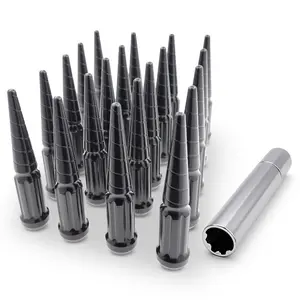 EZAccessory 1/2-20" Thread Spiral Spike Lug Nuts 20 Pieces with Twisted Tip Design Bulge Acorn