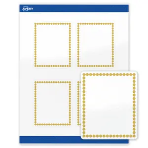Avery Printable Rectangle Labels, Gold Beads, 4" x 3-1/3", Glossy White Rectangle Labels, Permanent, Laser/Inkjet, 40ct, Great for Product Labels