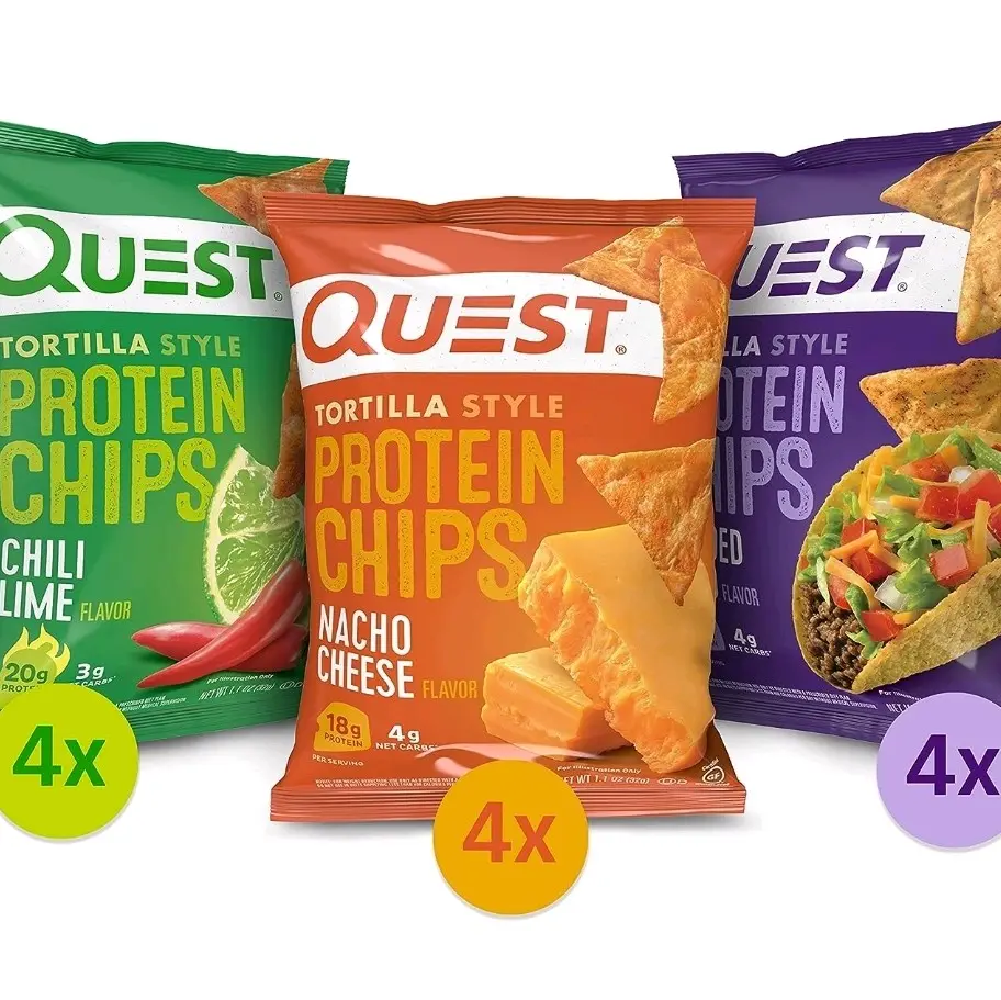 Quest Nutrition Tortilla Style Protein Chips Variety Pack, Chili Lime, Nacho Cheese, Loaded Taco, 1.1 Ounce (Pack of 12)