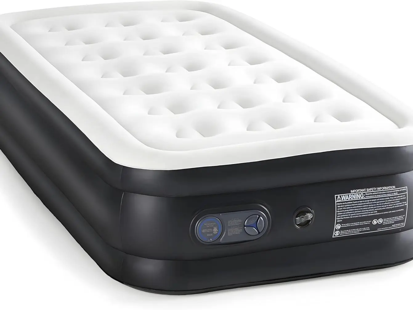 YSSOA Twin Foldable Inflatable Camping Airbed - 18" Height, 660lbs Weight Capacity, Built-in High-Speed Pump, Adjustable Firmness, Waterproof, Compact, Flocking Surface, Honeycomb Grid, Fast Deflation, Carry-Bag Ready, Ideal for Home Guests & Travel, Fold