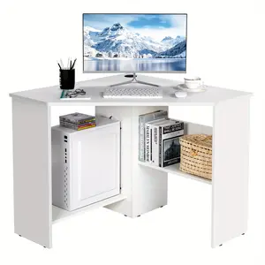 New Costway Corner Computer Desk Triangle Writing Workstation W/ typewriter