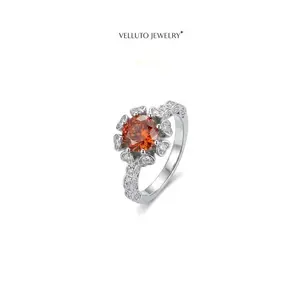 Platinum-Plated Red Moissanite Ring, 2.0 Carat Total Weight – Premium Custom Feel, Grand and Impressive, Interplay of Light and Shadow
