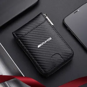 Luxury Carbon Fibre Men's Wallet Car Driver License Case Card Holder For Mercedes Benz AMG Class A W222 W204 W214 CLS CLE CLA Accessories
