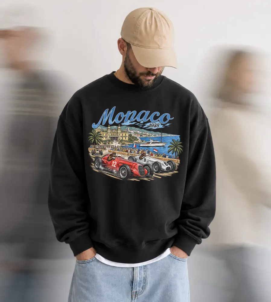 Vintage Monaco 1936 Racing Sweatshirt Retro Race Car Crewneck, Classic Motorsport Graphic Sweater, Vintage Racer Pullover, Formula Racing Inspired Sweatshirt, Unisex Retro Racing Gift