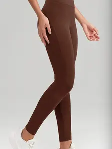 Women's Seamless Naked Feel Yoga Pants with Pockets, No Underwear Needed One-Piece Workout Leggings, Butt Lifting Tummy Control Fitness Pants