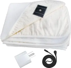 Grounding Blanket, Fluffy Cozy Grounding Throw Blanket Earth Blanket with Grounding Plug Adapter Improves Sleep & Reduces , 47x59 inches Cream