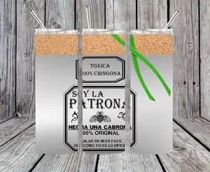 Soy la Patrona 20 oz Tumbler with Plastic Straw for Hot and Cold Drinks Non-Slip Grip Portable Drinkware Flasks Water Bottles