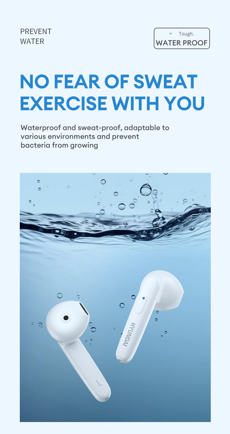 HYUNDAI T17 In-Ear Wireless Headphones with Bluetooth 5.3, Anti-Leakage Shell, Low Latency, Lightweight & Comfortable Fit, Wireless Earbuds for Music & Calls, Compatible with Android & iOS