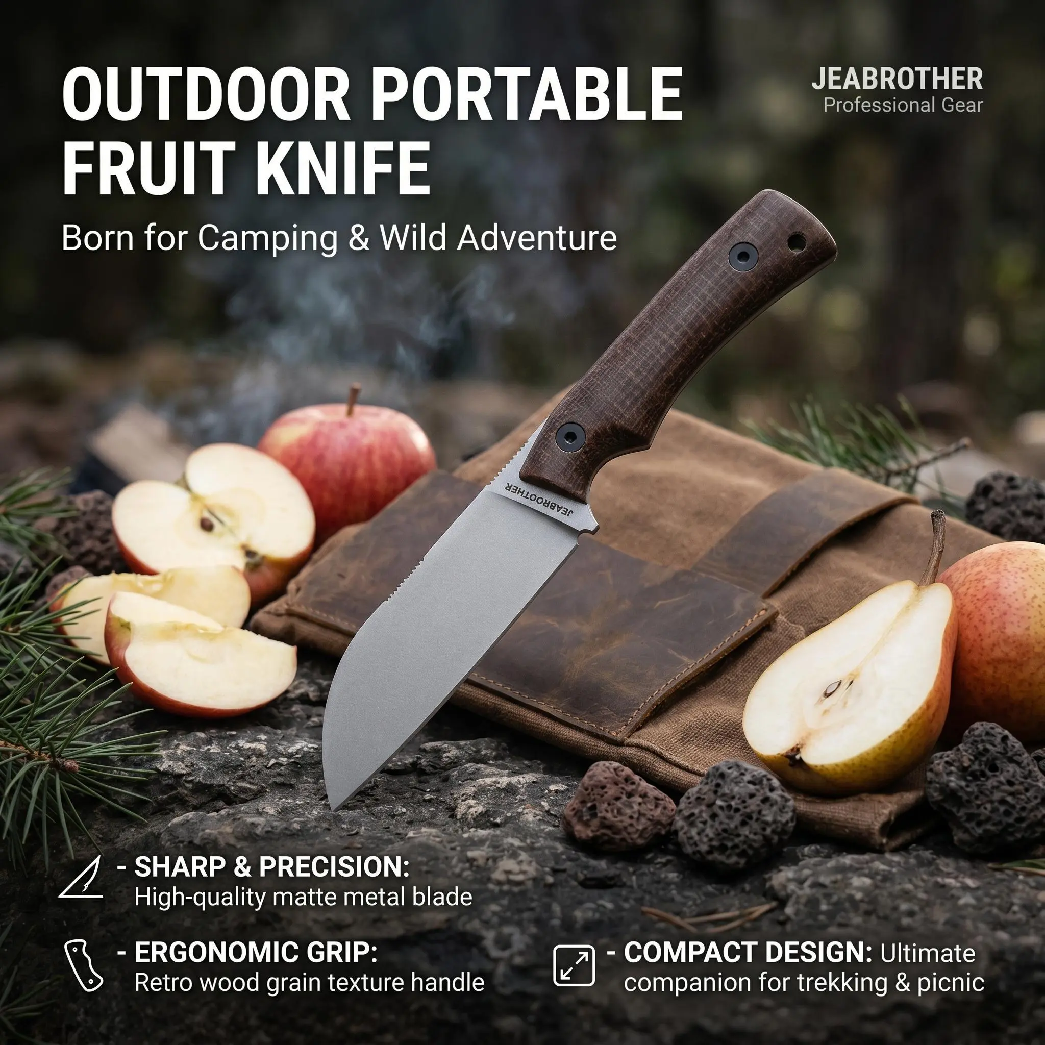 Fixed Straight Blade Survival Knife - DC53 Steel, 3mm Thick, 21cm, 187g, Compact, Black Titanium Stonewash Finish, Micarta Handle, Ideal for Outdoor Camping & Survival Equipment Use, Survival Supplies, Fixed Blade Knives