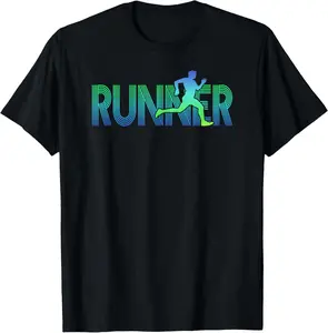 100% Cotton Runner Track & Field Cross Country Marathon Running Graphic T-Shirt