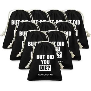 10 Pack But Did You  Hangover Kit Bags Hangover   Kit, Black Drawstring Pouch Bag, Wedding Bachelorette Party Trip Kit Favor, Bridal Shower Bridesmaid  Kit Bag