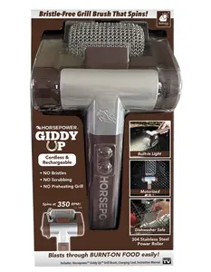 Horsepower Giddy up Grill Brush, Heavy-Duty Stainless Steel Bristle Grill Brush
