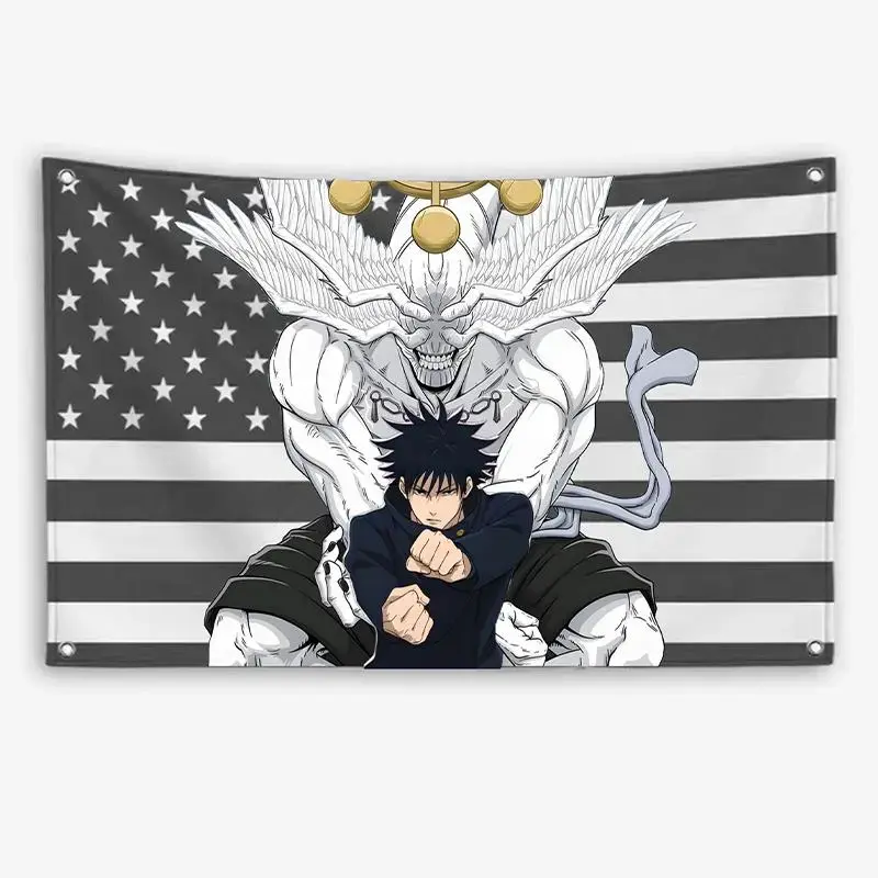 Megumi Fushiguro Jujutsu Kaisen (JJK) smooth wall printed flag, suitable for outdoor garage anime banners and lightweight decoration in indoor rooms Wall Hanging Tapestry Wall Hanging
