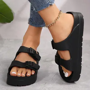 Women Sandals Fashion Adjustable EVA Thick Sole Stable Soft Comfortable Double Strap Beach Walking Slippers(Sheet)