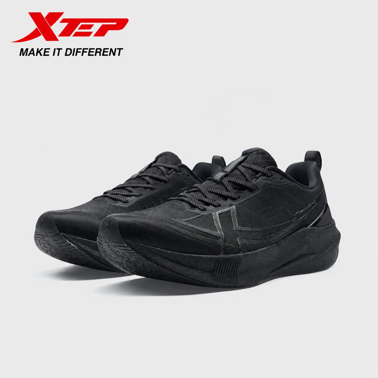 XTEP 2000km 5.0 Men's Running Shoes,Blcak 5.0,Unbreakable Upper,Pro-Level Stability and Lighter & Faster.