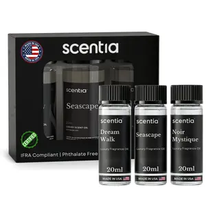 Scentia Luxury Floral Scented Diffuser Oils Set - 3x20 ml Aromatherapy Bottles, Premium 5-Star Destination-Inspired Freshener Blends, Long-Lasting Aroma, Gift-Ready, Home Fragrance Supply with Free Samples