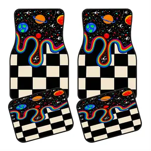 4pcs Y2K Space Rainbow Car Floor Mats, Non-Slip Polyester, Durable Absorbent, Easy to Clean, Suitable for Trucks Vans Suvs