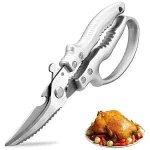 Heavy Duty Kitchen Scissors, Poultry Shears for Meat, Chicken, Bone, Turkey, Fish, Veggies, Nuts. Multi-Purpose Kitchen Shears With Anti-Slip Handle, Spring Loaded, Dishwasher Safe